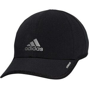 Adidas Men's Black Silver Reflective Superlite Lightweight Athletic Running Cap
